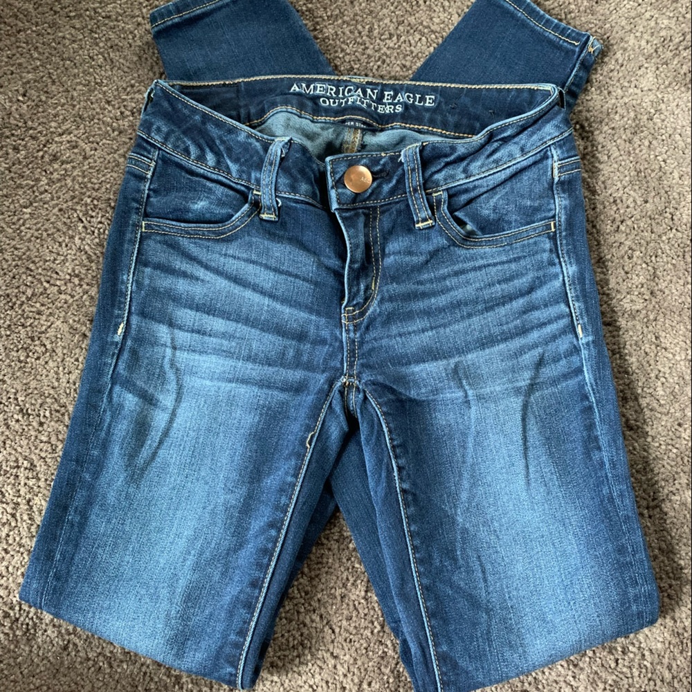 American Eagle outfitters super stretch size 0 long, Super low rise jegging